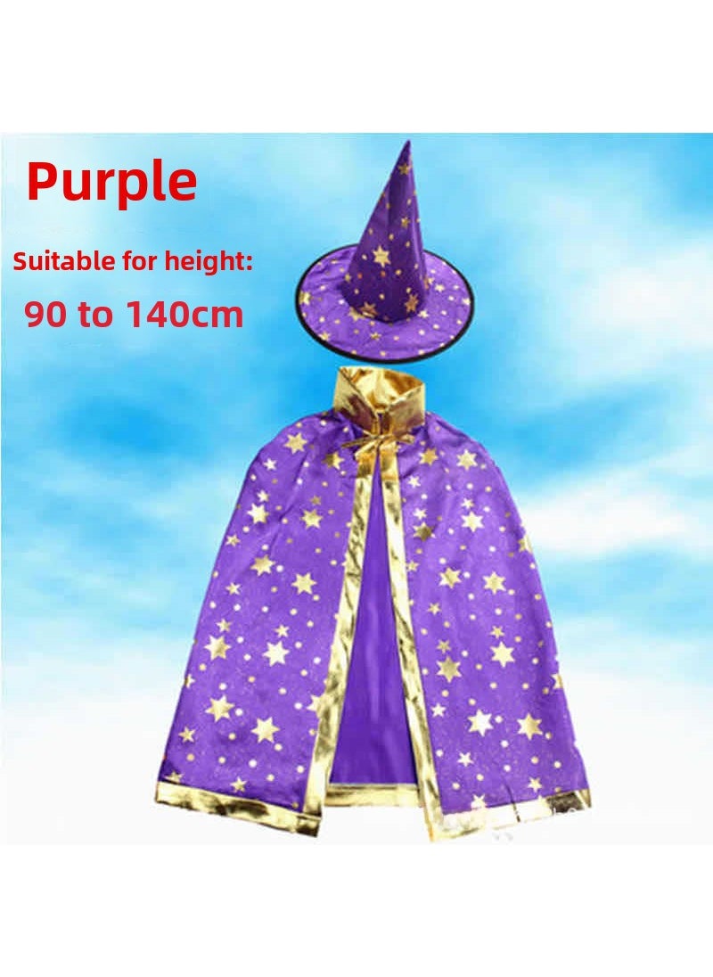 1 x 5 pcs Kids Halloween Cloak Five-Star Costume Cape Purple