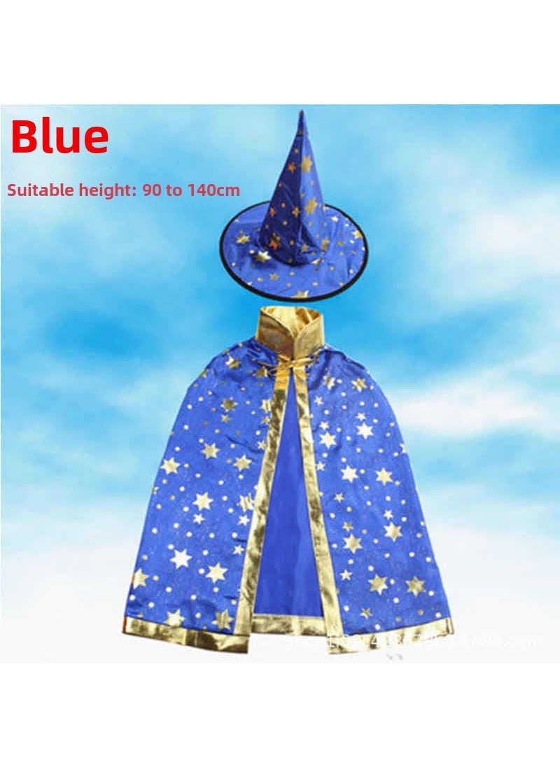 1 x 5 pcs Kids Halloween Cloak Five-Star Costume Cape Blue