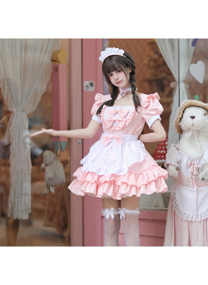 Cute Pink Maid Costume Dress Cosplay Outfit Pink