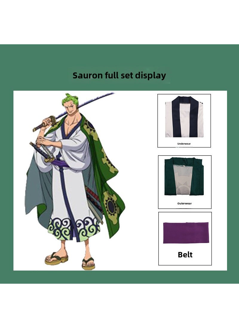 Roronoa Zoro Kimono Cosplay Outfit Wano Sauron Shilang bathrobe kimono