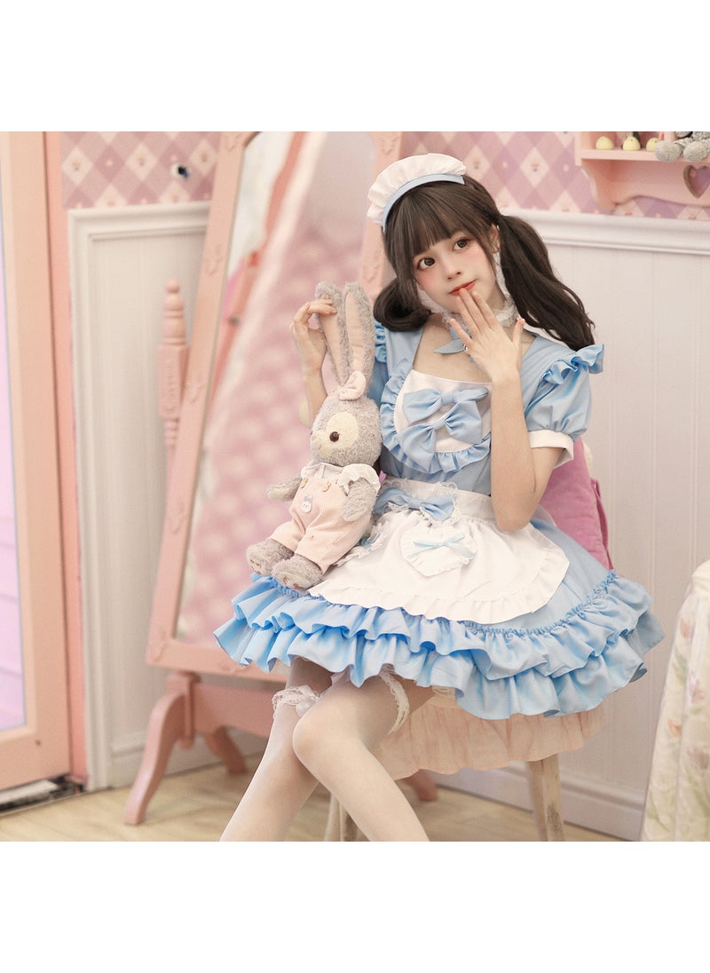 Cute Pink Maid Costume Dress Cosplay Outfit Sky Blue