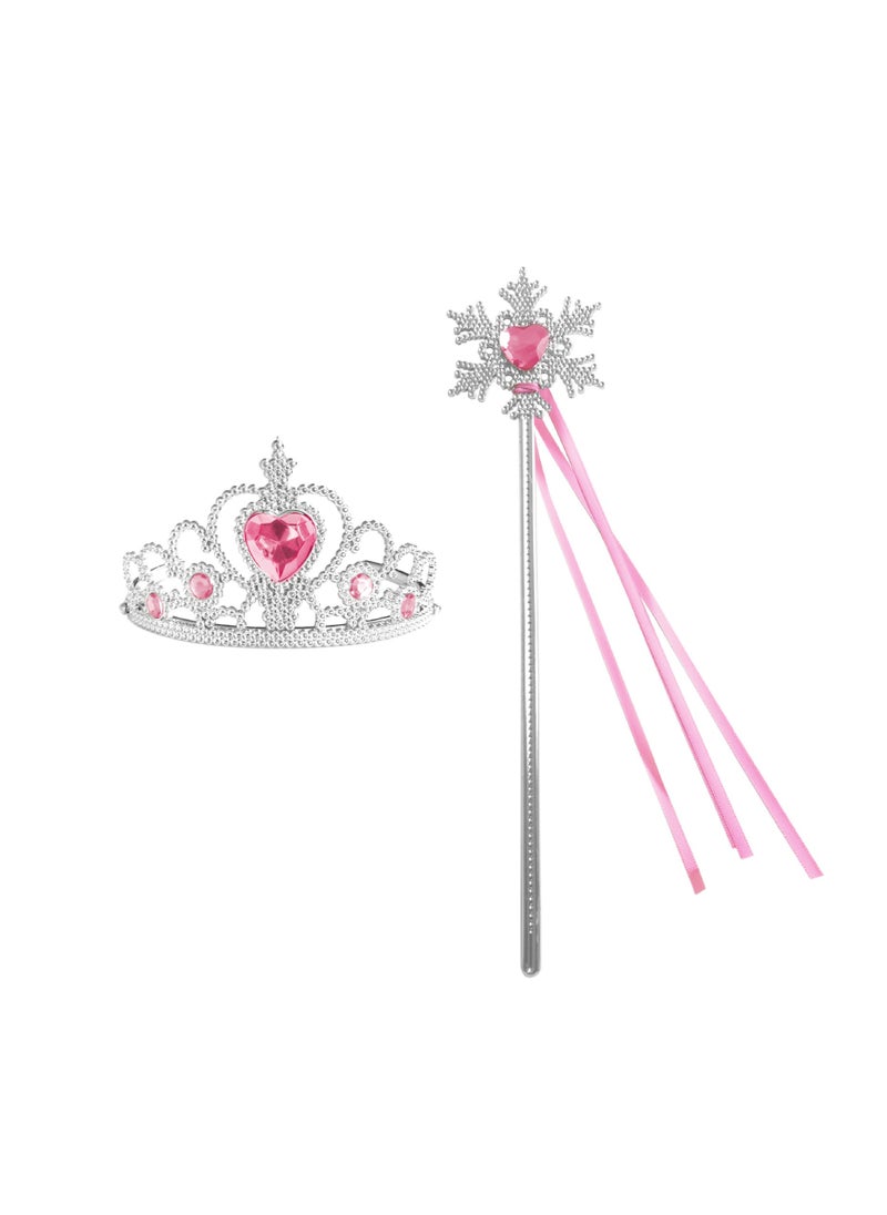 Cinderella Princess Dress Girls Butterfly Sequin Tutu A38-pink crown magic wand