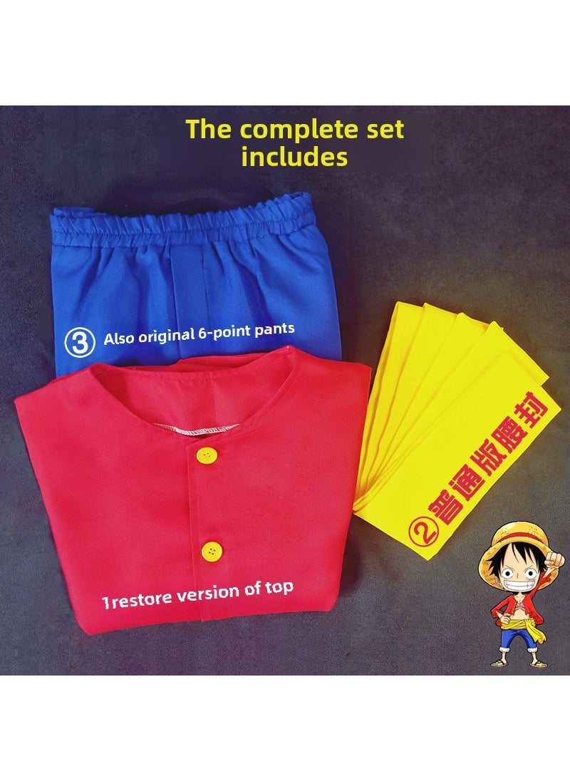 One Piece Luffy Kids Cosplay Costume 2Yr Edition Luffy clothes (top pants waist seal)