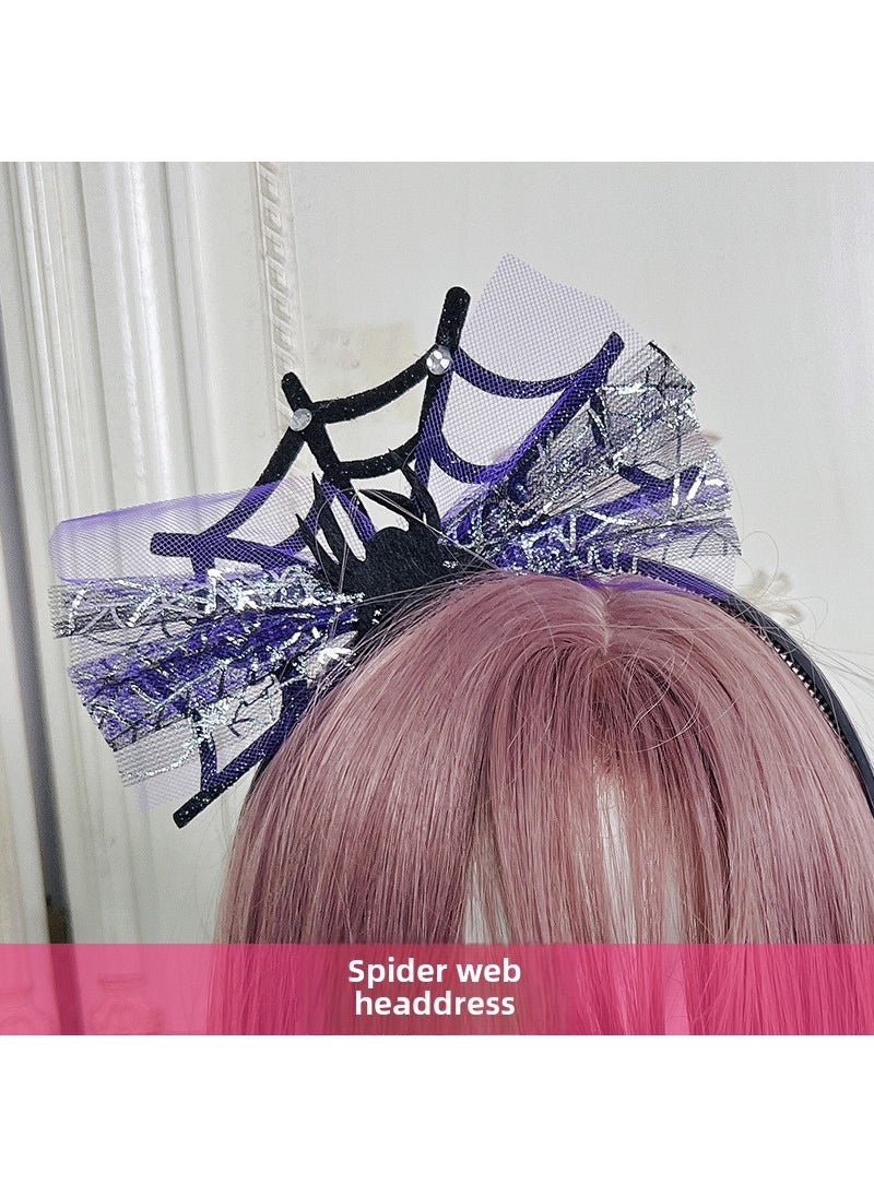 1 x 5 pcs Halloween Kids Witch Costume with Cloak Cobweb Headwear