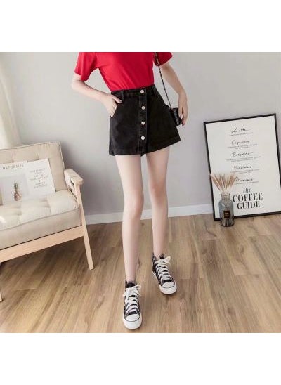 High-Waist Denim Shorts Casual Summer Plus Size Black