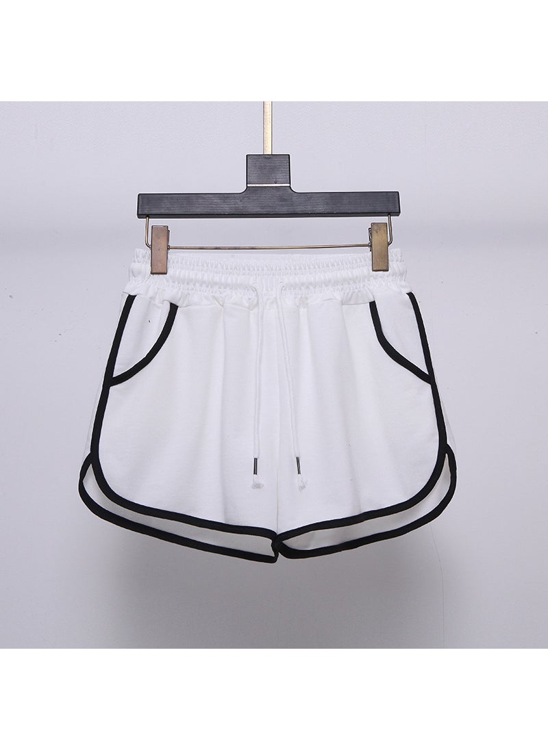 1 x 5 pcs 2024 Summer Womens Loose Running Shorts White