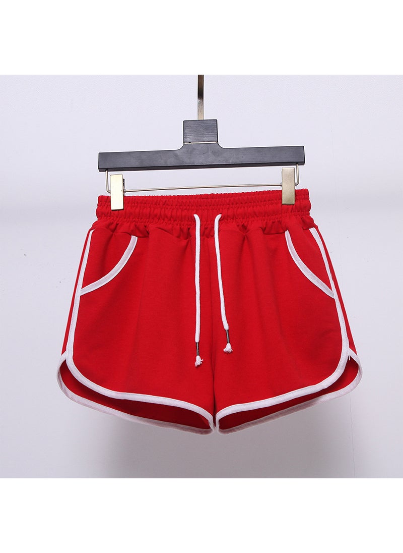 1 x 5 pcs 2024 Summer Womens Loose Running Shorts Big Red