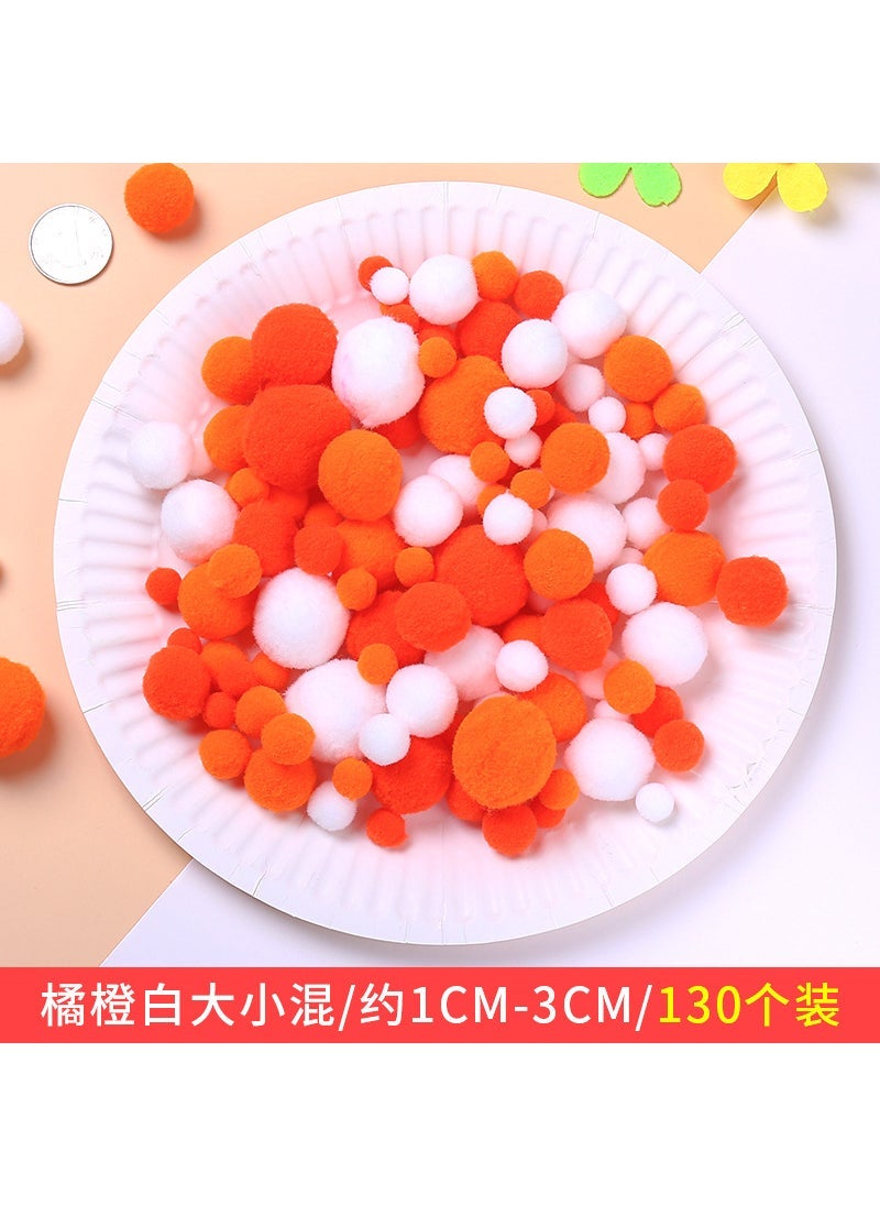 Gradient Color Pom Poms 15/20mm for DIY Crafts Orange and White size mixed 130