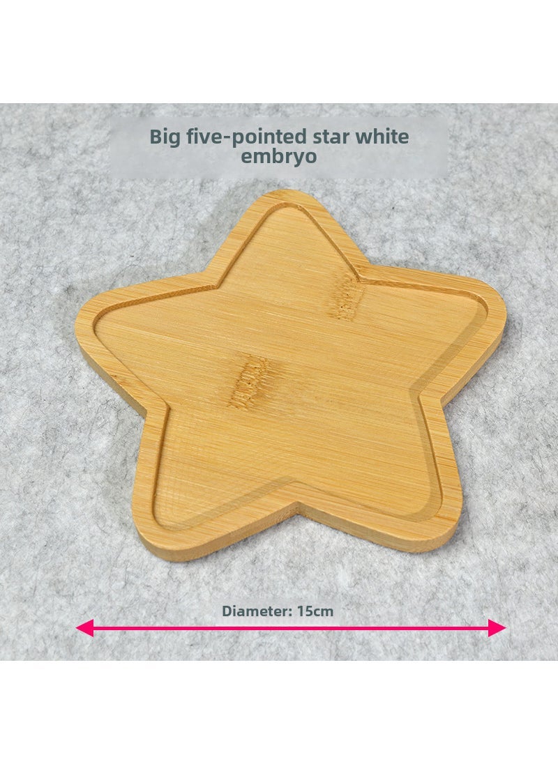 1 x 5 pcs Bamboo Coaster DIY Craft Base Square Round Five-pointed star coaster plain embryo