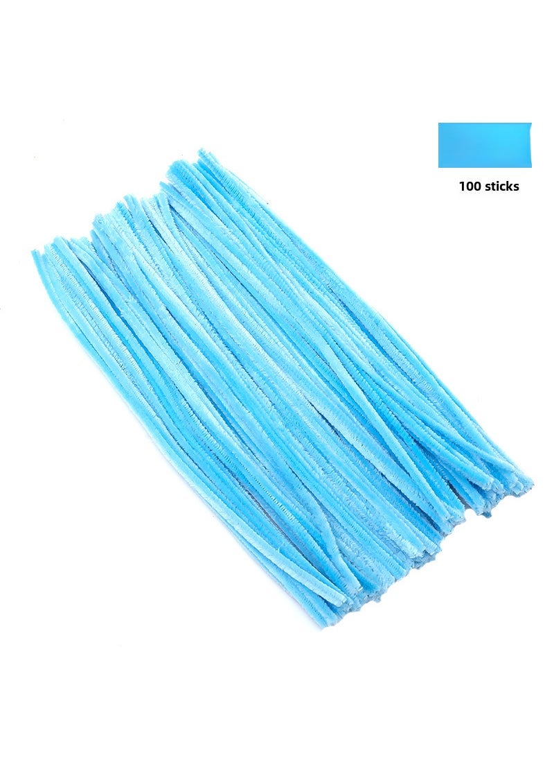 Twist bar diy handmade material bag making bold encryption super dense Niuniu bar bouquet wool root toys wholesale Light blue 100 root