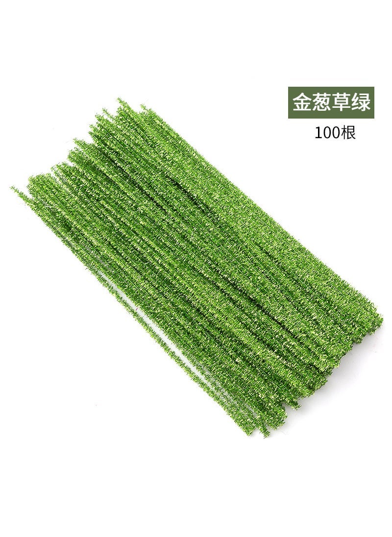 Twist bar diy handmade material bag thickened encryption kindergarten color wool hairband Niuniu bar toy wholesale Glitter Grass Green 100 Root