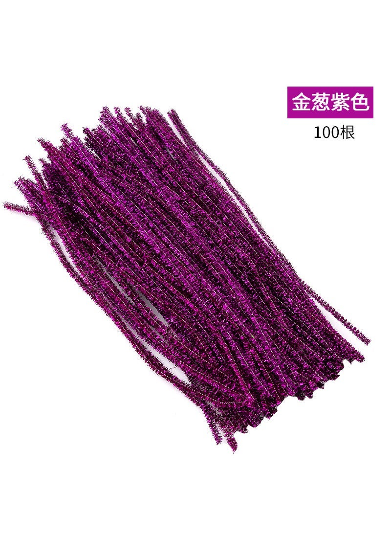 Twist bar diy handmade material bag thickened encryption kindergarten color wool hairband Niuniu bar toy wholesale Glitter Grass Green 100 Root