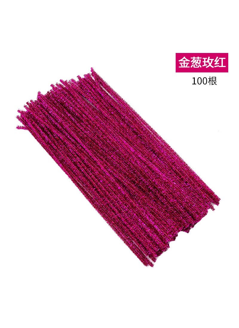 Twist bar diy handmade material bag thickened encryption kindergarten color wool hairband Niuniu bar toy wholesale Glitter Grass Green 100 Root