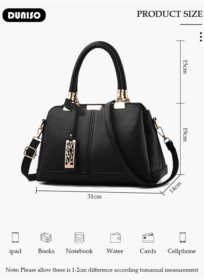 Women's Handbag with Removable Shoulder Strap, Soft PU Leather Elegant Tote Bag, Large Capacity Tote Shoulder Bag, Fashion Ladies Satchel Bag for Office Travel Daily