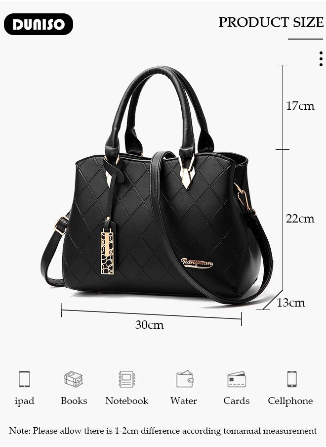 Women's Handbag with Removable Shoulder Strap, Soft PU Leather Elegant Tote Bag, Large Capacity Tote Shoulder Bag, Fashion Ladies Satchel Bag for Office Travel Daily