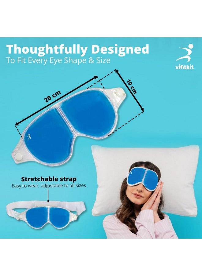 Eye Mask With Cooling Gel For Sleeping, Eye Mask For Dark Circles, Dry Eyes, Cooling Eyes, Pain Relief, Eye Relaxing, Redness, Eye Patches, Eye Cooling Reusable Gel Pad With Stretchable Band (Blue)