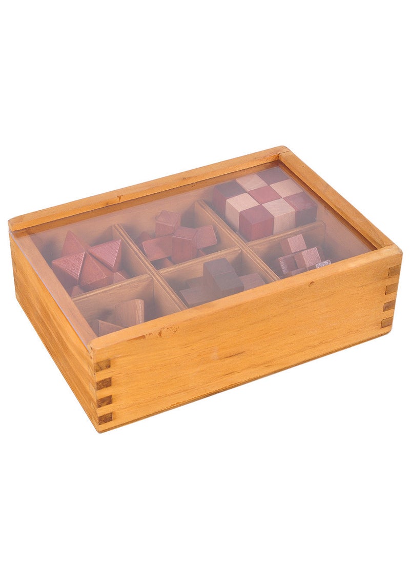 1 x 5 pcs Wooden Kongming Luban Lock Brain Teaser Puzzle Toy Beech wooden box set of six (4.5cm)