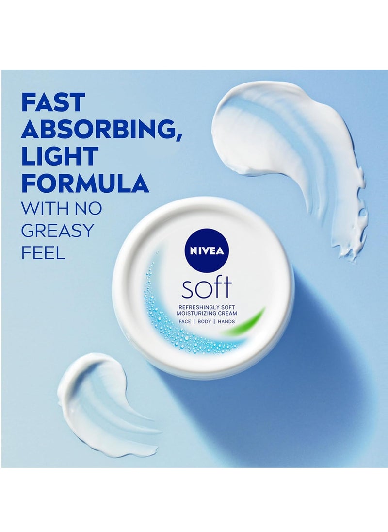 NIVEA Soft Refreshingly Soft Moisturizing Cream, Lightweight Body Moisturizer for Face, Body and Hands, Body Cream Enriched with Jojoba Oil and Vitamin E, 16 Oz Jar