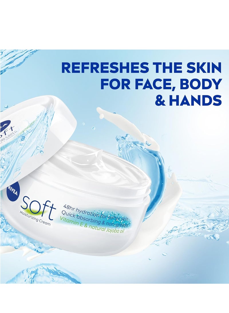 NIVEA Soft Refreshingly Soft Moisturizing Cream, Lightweight Body Moisturizer for Face, Body and Hands, Body Cream Enriched with Jojoba Oil and Vitamin E, 16 Oz Jar