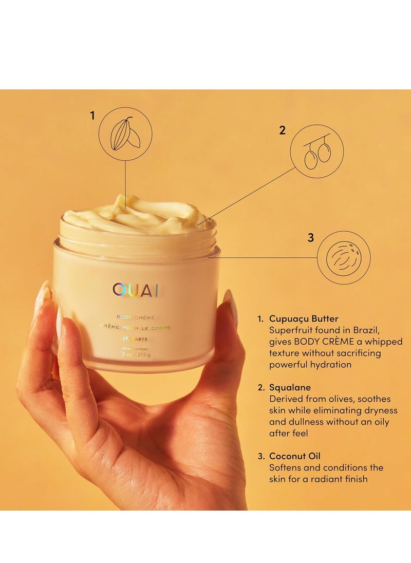 OUAI Body Cream, St. Barts - Hydrating Whipped Body Cream with Cupuaçu Butter, Coconut Oil and Squalane - Softens Skin and Delivers Healthy-Looking Glow - Sulfate-Free Skin Care - 7.5 Oz