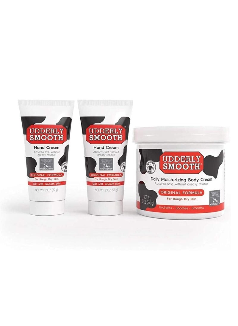 UDDERLY SMOOTH NonGreasy Hand and Body Moisturizer Cream Bundle 1 Kit, 3 Count