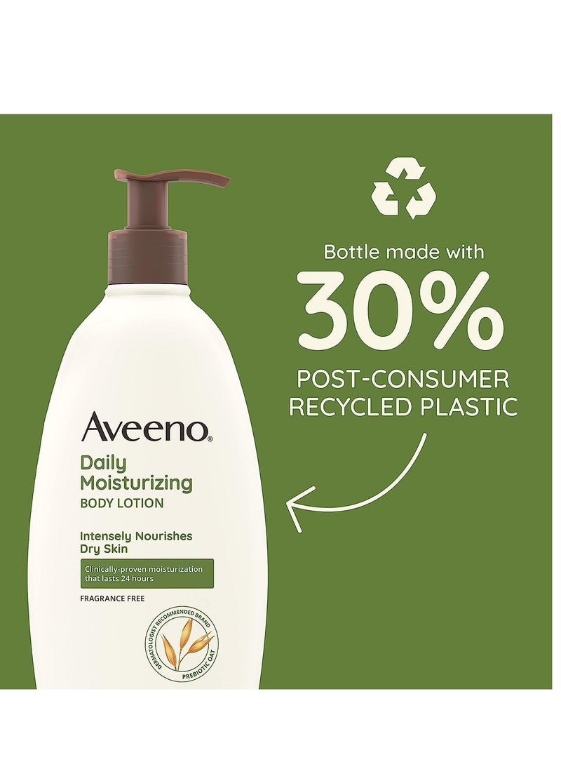 Aveeno Daily Moisturizer, Body Lotion, For Dry Skin, Prebiotic Oat Fragrance Free, 18 fl. oz, Pack of 1