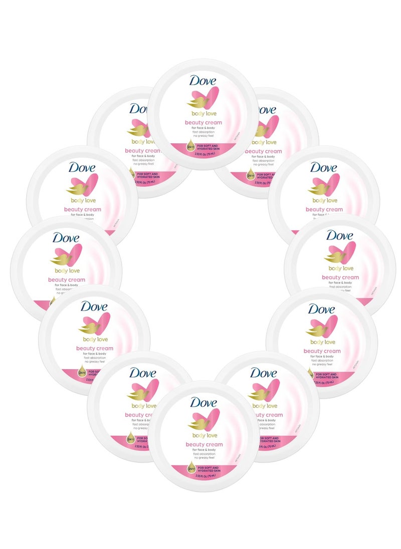 Dove Nourishing Body Care, Face, Hand, and Body Beauty Cream for Normal to Dry Skin Lotion for Women with 24-Hour Moisturization, 12-Pack, 2.53 Oz Each Jar