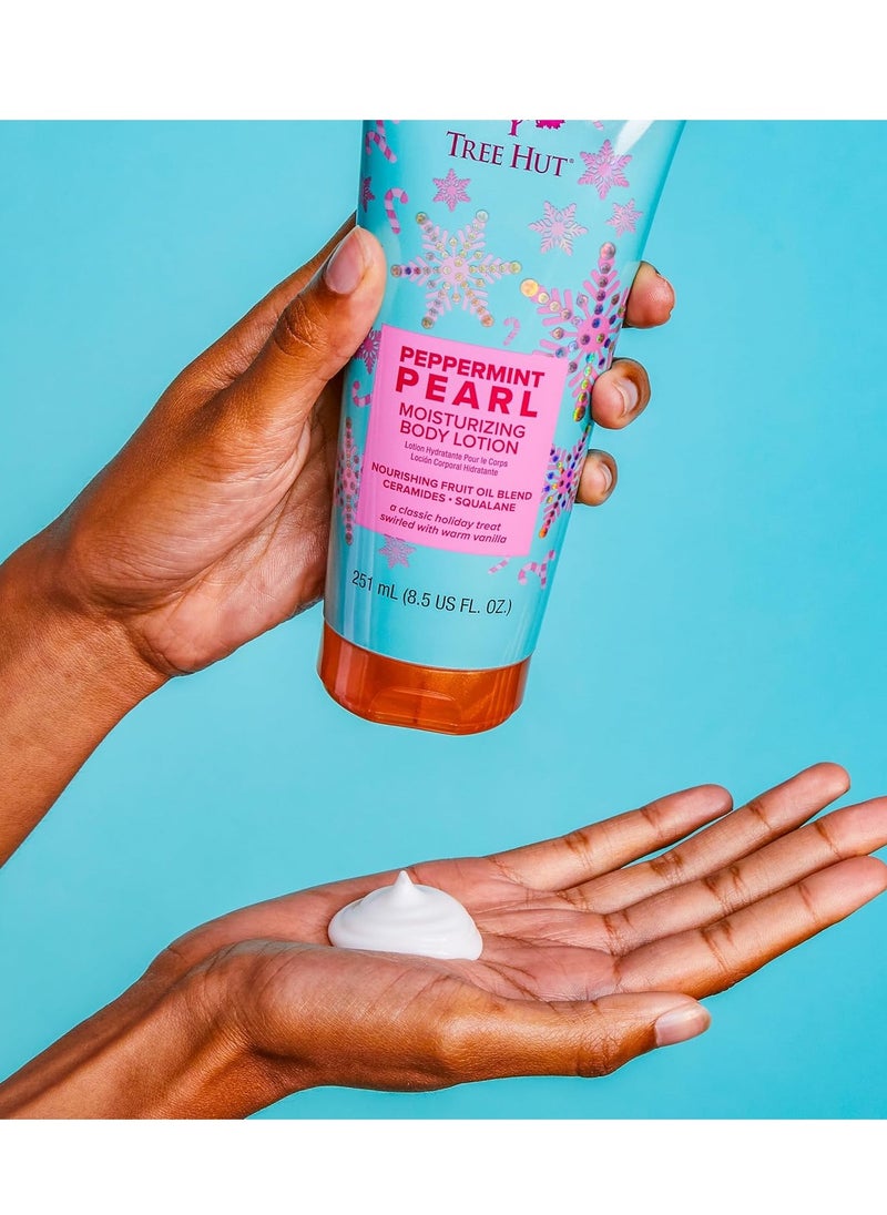 Tree Hut Peppermint Pearl Body Lotion | Limited Edition Holiday | Ceramide and Squalene Formula Helps Protect Skin | Long-lasting Hydration Leaves Skin Feeling Soft & Moisturized | 8.5 fl oz.