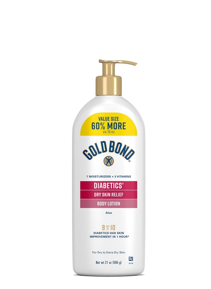 Gold Bond Diabetics' Dry Skin Relief Body Lotion With Vitamin E & Aloe To Soothe & Moisturize Dry, Flaky & Rough Skin, Value Size, 21 oz.