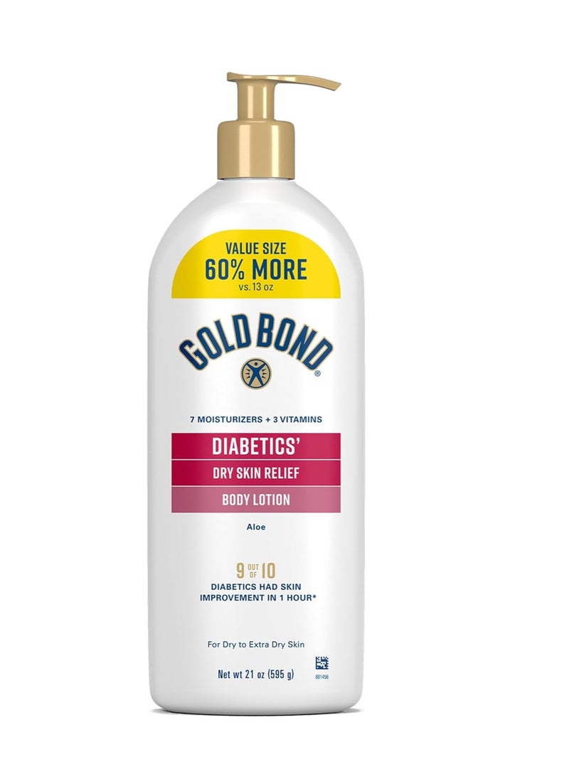 Gold Bond Diabetics' Dry Skin Relief Body Lotion With Vitamin E & Aloe To Soothe & Moisturize Dry, Flaky & Rough Skin, Value Size, 21 oz.