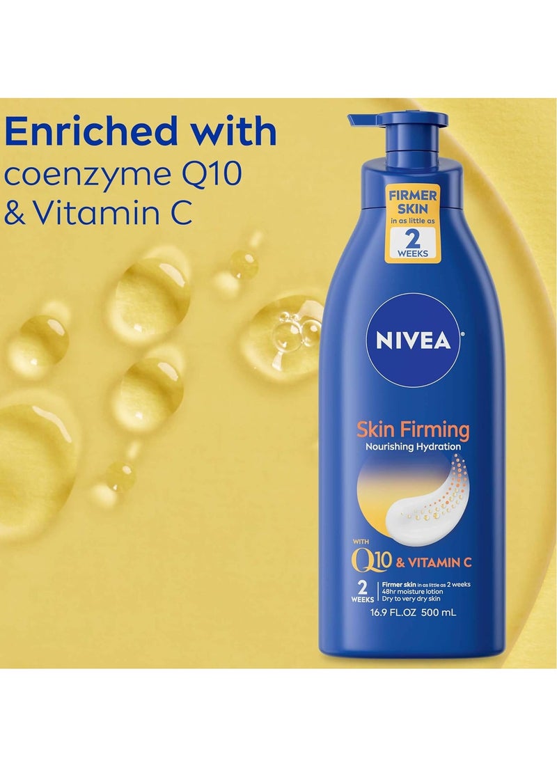 NIVEA Nourishing Skin Firming Body Lotion with Q10 and Vitamin C, Dry Skin Lotion, Body Moisturizer, 16.9 Fl Oz Pump Bottle