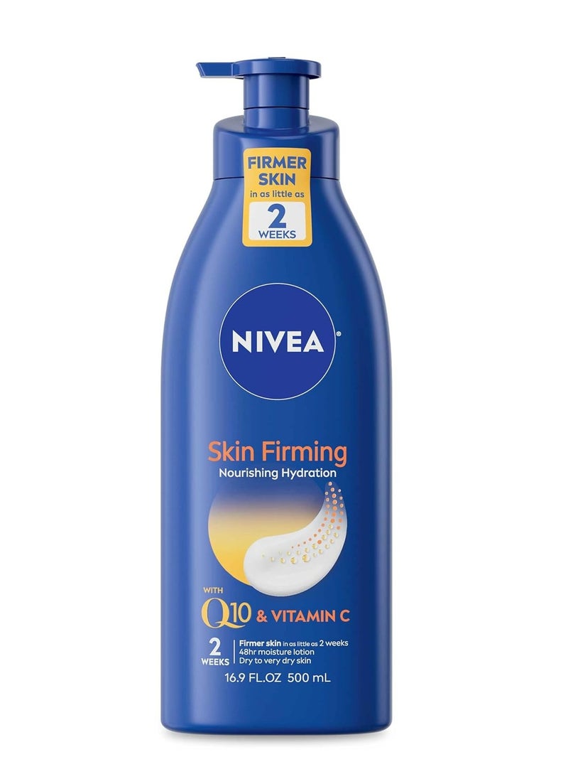 NIVEA Nourishing Skin Firming Body Lotion with Q10 and Vitamin C, Dry Skin Lotion, Body Moisturizer, 16.9 Fl Oz Pump Bottle