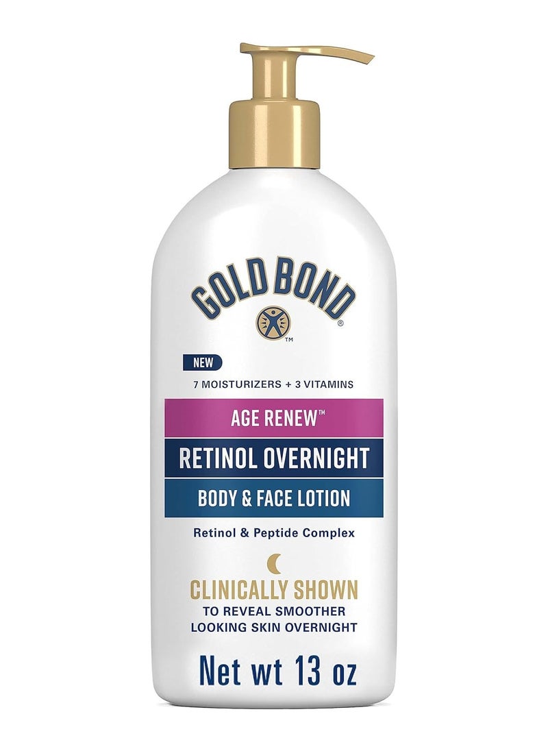 Gold Bond Age Renew Retinol Overnight Body & Face Lotion, With Retinol & Peptide Complex, 13 oz.