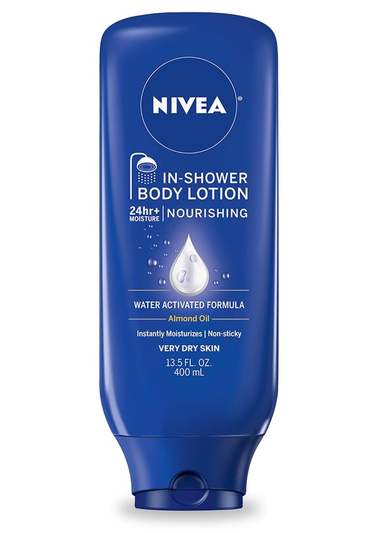 NIVEA Nourishing In Shower Lotion, Body Lotion for Dry Skin, 13.5 Fl Oz Bottle