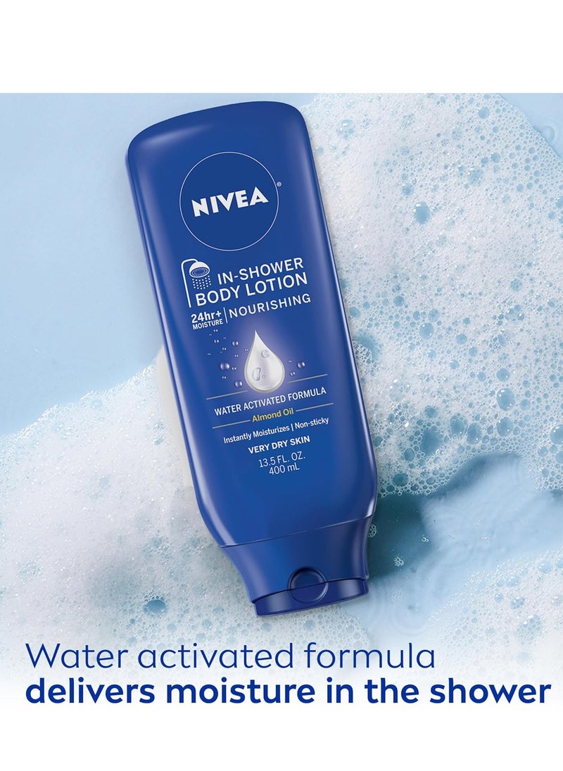 NIVEA Nourishing In Shower Lotion, Body Lotion for Dry Skin, 13.5 Fl Oz Bottle