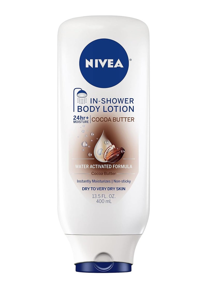 NIVEA Cocoa Butter In Shower Lotion, Body Lotion for Dry Skin, 13.5 Fl Oz Bottle