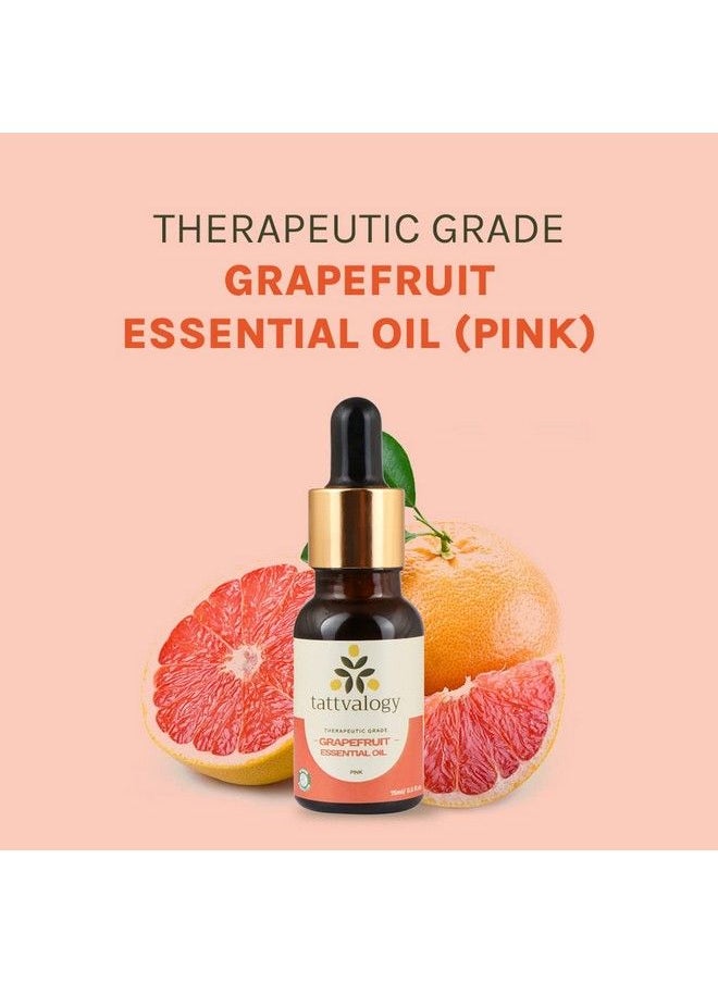 Tattbvalogy Grapefruit (Pink) Essential Oil ; Aromatherapy & Mood Lifter ; Natural & Undiluted Oil For Massage Hair Care Dandruff Skin Irritation & Acne Reduction ; In Glass Bottle 15 Ml