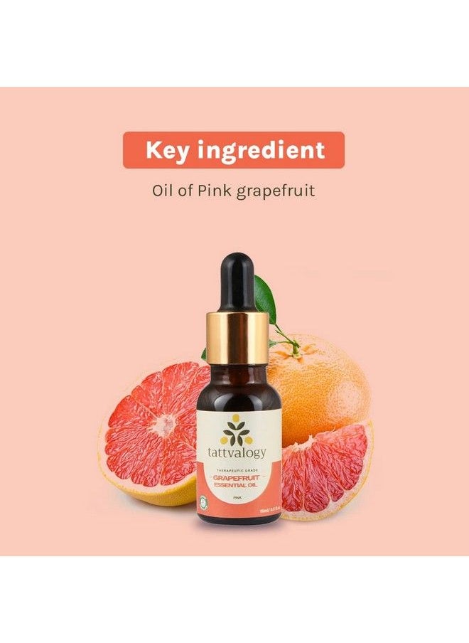 Tattbvalogy Grapefruit (Pink) Essential Oil ; Aromatherapy & Mood Lifter ; Natural & Undiluted Oil For Massage Hair Care Dandruff Skin Irritation & Acne Reduction ; In Glass Bottle 15 Ml