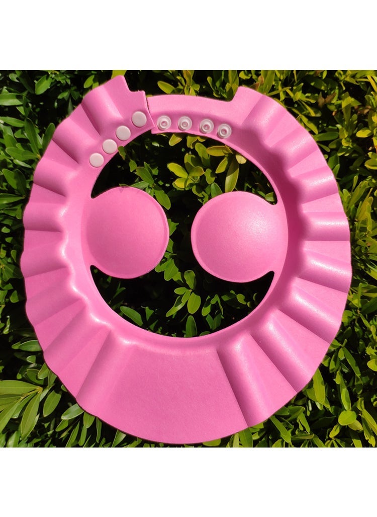 Adjustable EVA Kids Bath Cap Ear Guard Rose red with ear protection and no wave