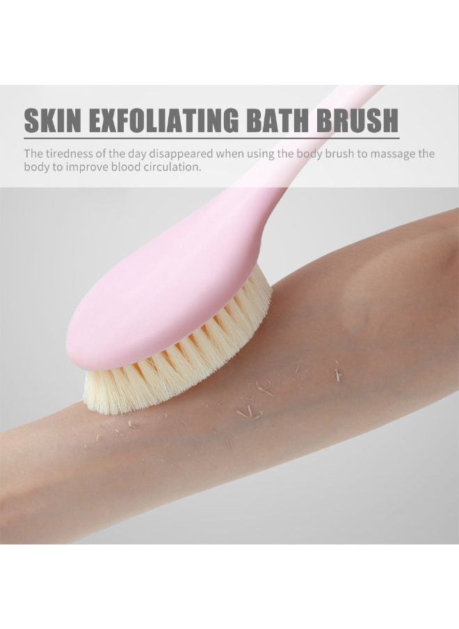 Long Handle Bath Body Brush Pink 36x4.5x8.2centimeter