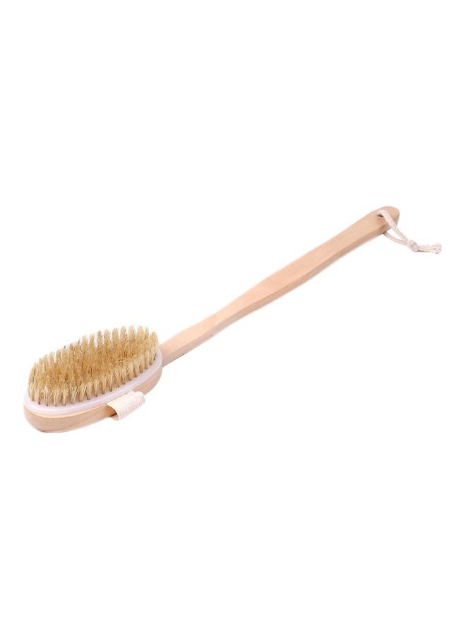 Wooden Long Handle Bath Brush Beige