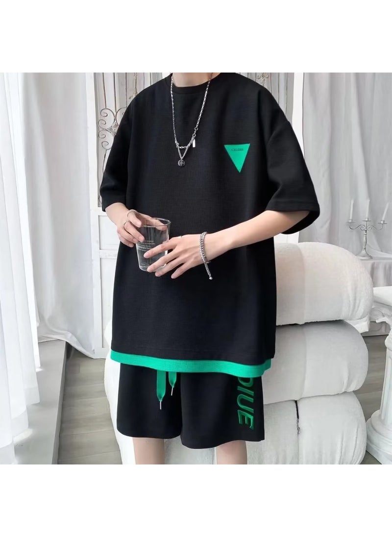 Short Sleeve Shorts Outfit JQ404 Black