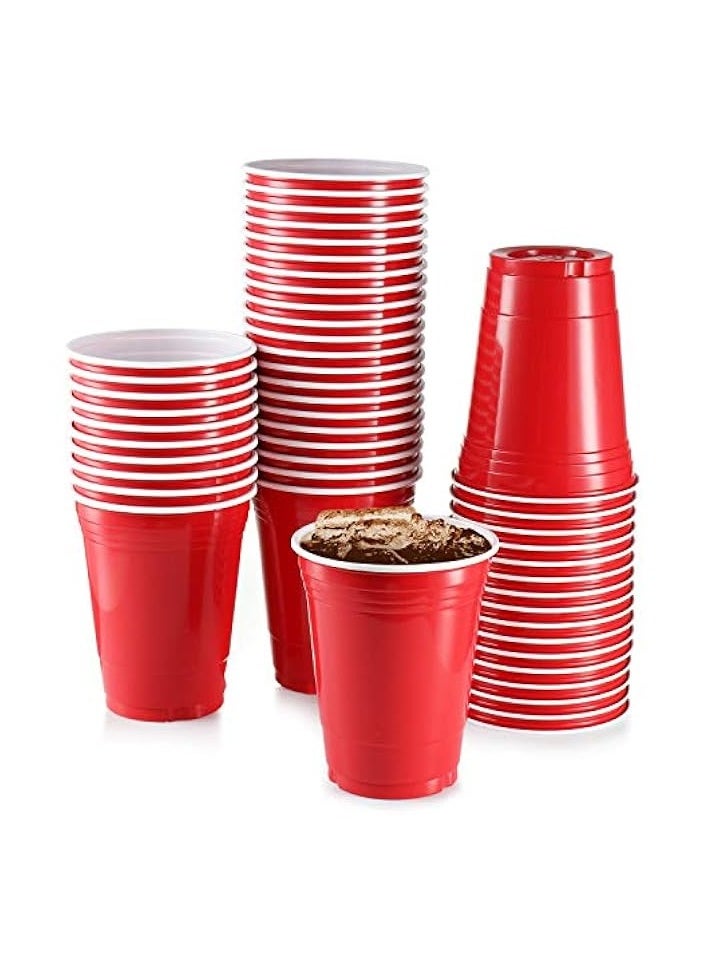 Red Plastic Cups, [100 Pack] 16 Oz Party Cup Disposable Cup Big Birthday party Cups