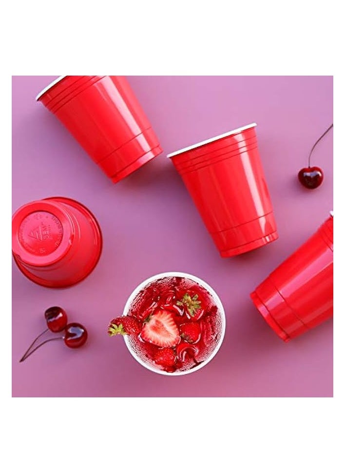 Red Plastic Cups, [100 Pack] 16 Oz Party Cup Disposable Cup Big Birthday party Cups