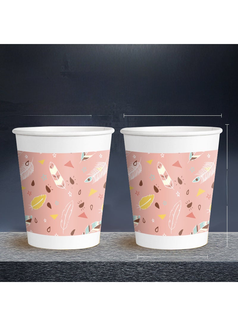 Custom Printed Disposable Paper Cups [Multicolor feathers] 500 [long strip simple outfit]]