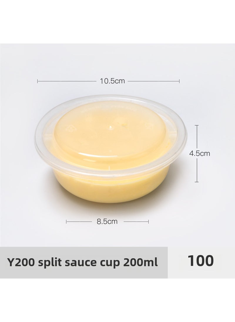 Disposable Sauce Cups with Lids 200ml round split with lid 100