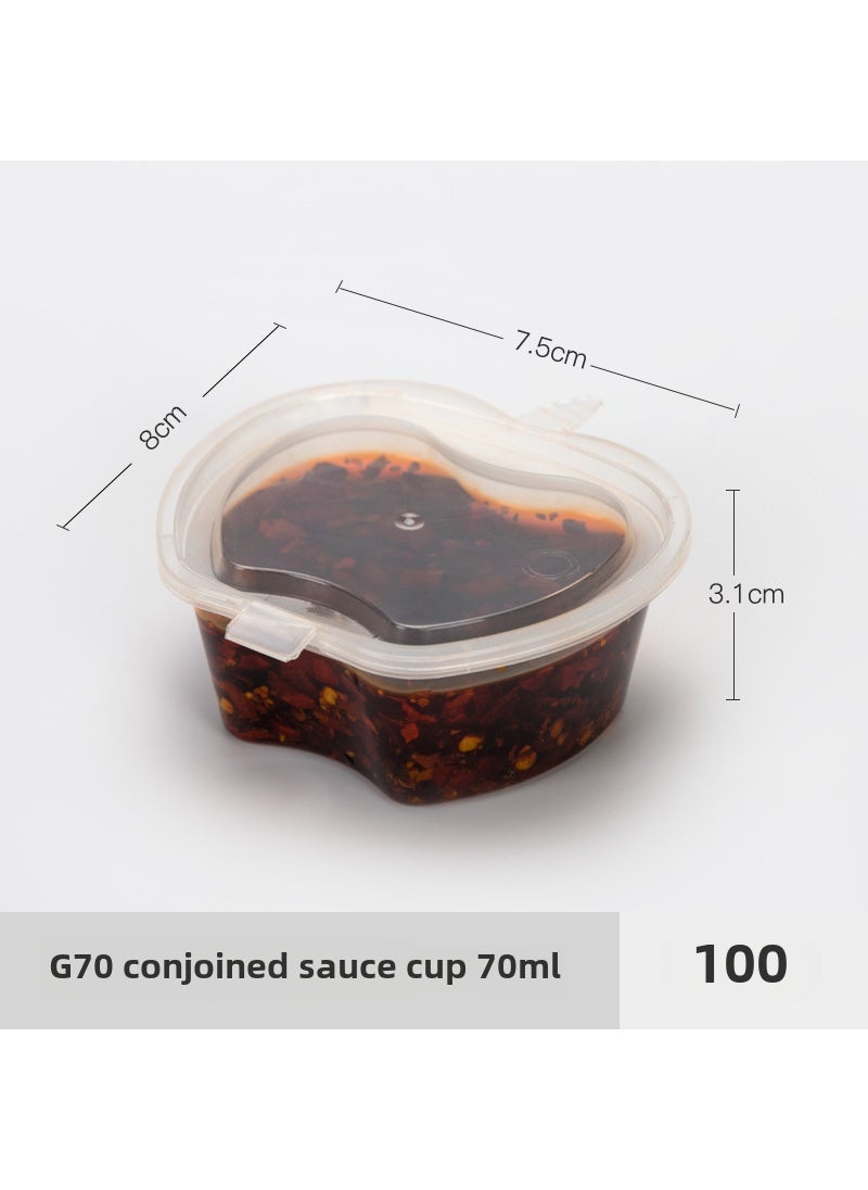 Disposable Sauce Cups with Lids 70ml apple-shaped conjoined 100 pieces