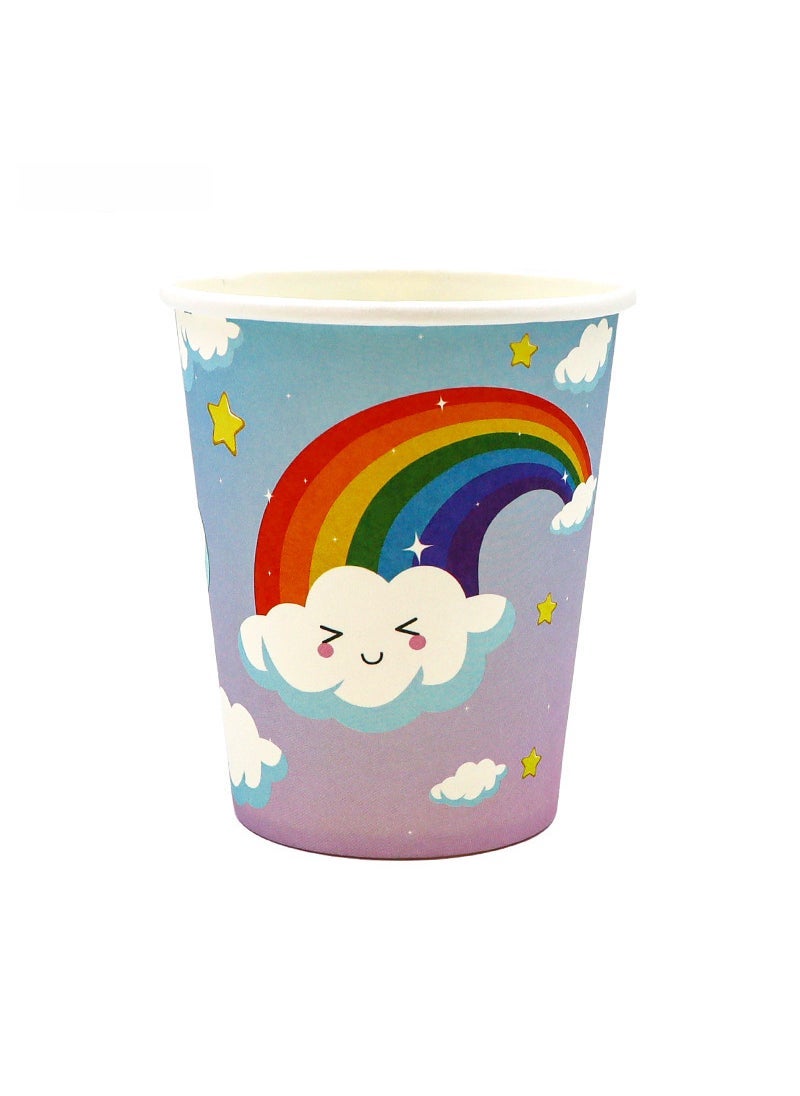 1 x 5 pcs Rainbow Disposable Tableware Set for Kids Birthday Parties 10 paper cups