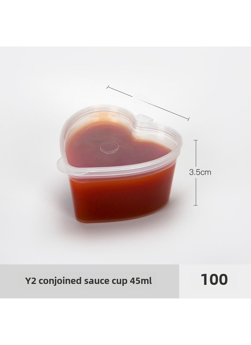 Disposable Sauce Cups with Lids 45ml heart-shaped conjoined 100