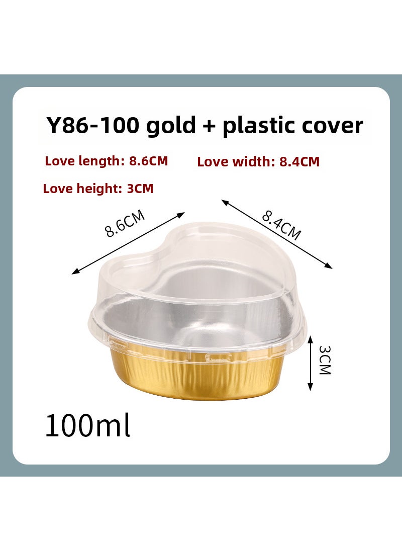 1 x 5 pcs Heart-Shaped Foil Container for Air Fryers Gold heart shaped S86 plastic cover